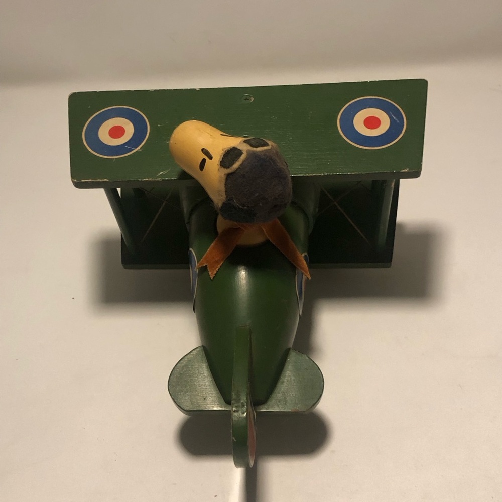 Peanuts Green Biplane Music Box with Snoopy Pilot - Picture 6 of 12